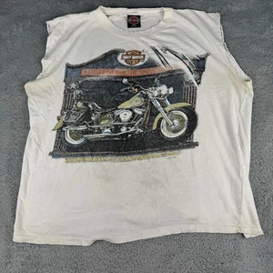 Vintage Harley-Davidson T-Shirt Herren 2XL Weiß 100% Baumwolle Cut-Off Ärmel Biker - Bild 1 von 17