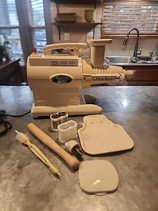 Green Star Modell GS-1000 Doppelgetriebe Entsafter mit Zubehör Holzschieber - Bild 1 von 18