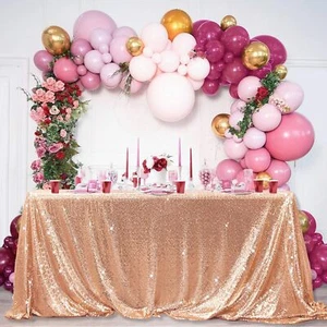Rose Gold Sequin Tablecloth 90X132 inch Rectangular Glitter Shiny Table Cover... - Picture 1 of 9