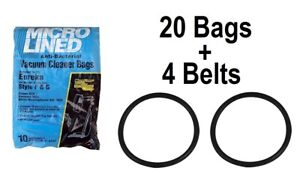 20 Bags for Eureka Style F&G Vacuum Cleaner F G Sanitaire Commercial + 4 Belts