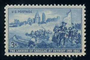US Stamp #1000 Cadillac Landing 3c - PSE Cert - SUPERB 98 - MNH - SMQ $80.00 - Picture 1 of 2