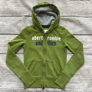 Abercrombie Kids Green Logo Slim Fit Zip Up Sweatshirt Boy’s Sz S - Picture 1 of 5