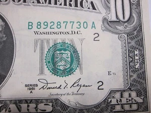 1981A $10 FRN #B89287730A - Picture 1 of 9