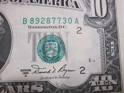 1981A $10 FRN #B89287730A - Image 1 of 4