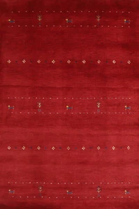 Timeless Gabbeh Design High-quality Red Hand-knotted Wool Foyer Rug 4x6 ft - Picture 1 of 18