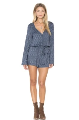 NUEVO CON ETIQUETAS $109 MAMELUCO MANGA LARGA ESTAMPADO MANDALA AZUL ÍNDIGO NAOMI SANCTUARY TALLA PEQUEÑA Foto 1 de 4