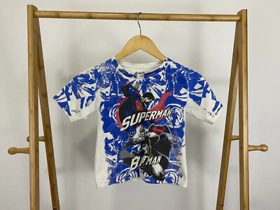 VTG Superman Vs Batman DC Comics All Over Print AOP Mega T-Shirt YOUTH XS 4/5 - Image 1 of 4