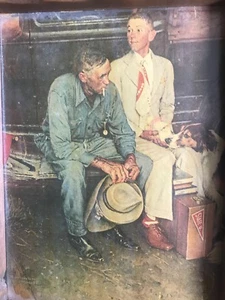 1977 VINTAGE "BREAKING HOME TIES" NORMAN ROCKWELL MINI POSTER COLOR Lithograph - Picture 1 of 4