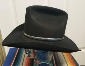 Sombrero de Vaquero Resistol De Colección Talla 7 1/8 Negro 4x Castor Plata Sombrero Banda Occidental - Imagen 1 de 12