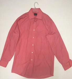 Arrow Mens Button Down Dress Shirt 14-14 1/2 neck 32/33 sleeve Salmon Pink - Picture 1 of 4