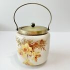 Antique Porcelain Biscuit Jar Yellow Daffodils William Wood &amp; Co with Handle