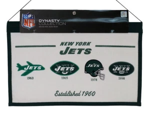 New York Jets Wall Hanging Logo Banner featuring logos from 1963,1965,1978,1998 - Picture 1 of 7