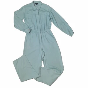 Tuta cargo vintage Boston Correct lavata tela seta safari utility taglia 10 blu - Foto 1 di 12