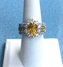 925 STERLING SILVER AND YELLOW TOPAZ AND CZ  RING SIZE 8