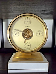 Vintage Howard Miller 4RG897 622-974 Weather Station Brass Skeleton Clock WORKS - Picture 1 of 12