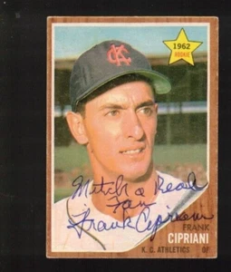 FRANK CIPRIANI (Mitch) Autograph 1962 Topps--Kansas City Athletics - Picture 1 of 1