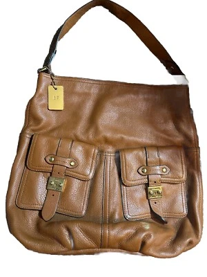Lauren Ralph Lauren сумочка коричневый кожаный Hobo два передних кармана наплечная сумка - Изображение 1 из 4