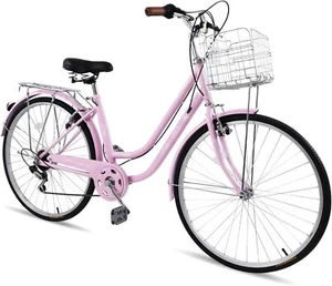 26"Women Bike Bicycles Beach Cruiser Bike Carbon Steel Frame Shimano 7-Speed - Picture 1 of 7