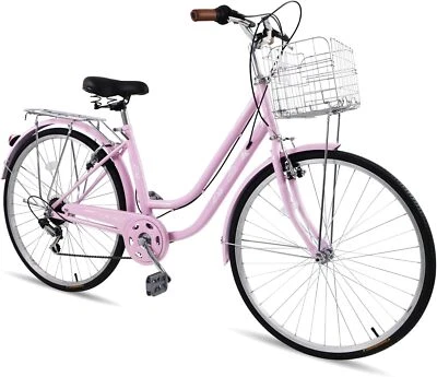 26"Women Bike Bicycles Beach Cruiser Bike Carbon Steel Frame Shimano 7-Speed - Image 1 of 4