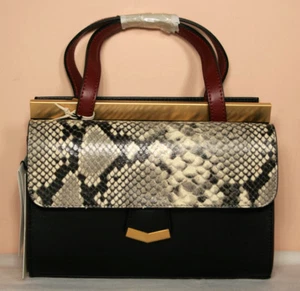 VITTORIA NAPOLI black burgundy python leather MINI MEL small handbag ITALY nwt - Picture 1 of 5