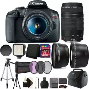 Canon EOS Rebel T7 DSLR Camera + 18-55mm Lens + 75-300mm Lens Kit - Picture 1 of 11