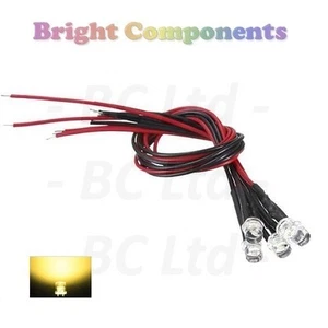 20 x LED blanco cálido precableado 5 mm tapa plana: 9V ~ 12V: vendedor del Reino Unido - Imagen 1 de 1