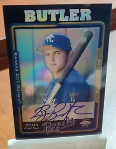 Topps 2005 cromo Billy Butler novato firma automática refractor negro 184/200 - Imagen 1 de 3