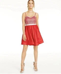 Red Cocktail/prom Dress With Beautiful Diamond Detail On The Front size 3 - Picture 1 of 9