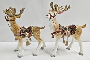 2 noticias navideñas Fitz & Floyd de 11" como nuevas de cerámica de renos orientados a izquierda y derecha - Imagen 1 de 10