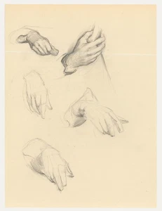 Attrib. John Cluysenaar (1899-1986) - Graphitzeichnung, Studie der Hände - Bild 1 von 3