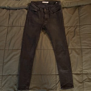 Zara Jeans Mens Sz 31 Black Dark Wash Cotton Stretch Skinny Fit Denim - Picture 1 of 8