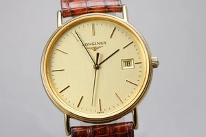 Reloj Longines L4.720.2 Oro Gran Clásico Esfera Dorada Fecha Cuarzo Para Hombres de JAPÓN - Imagen 1 de 10