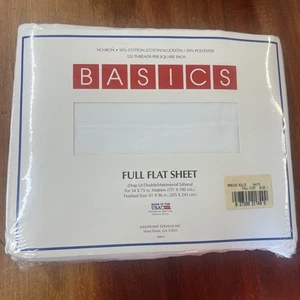 Vintage Basics weißes komplettes flaches Laken 50 % Baumwolle 50 % Polyester hergestellt in den USA NEU - Bild 1 von 5