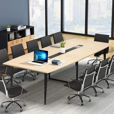 8FT Modern Conference Room Table with Metal Base Legs Boardroom for Office - Image 1 of 4