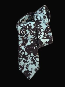 Cravatta Johnathan Adler cotone astratto blu a pois splatter - Foto 1 di 9