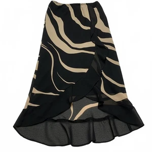 VTG Women's Size Large Black Beige Zebra Print Asynnetrical hem Skirt Unbranded - Picture 1 of 10
