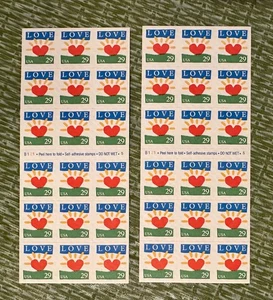 US STAMPS (2)#2813a, 29c LOVE  SELF ADHESIVE BOOKLET PANES OF 18 MNH - Picture 1 of 2