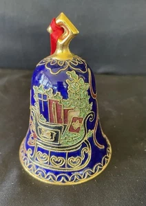 Vintage Cloisonné Bell Christmas Ornament Enamel Work Gorgeous Sleigh Gifts - Picture 1 of 4