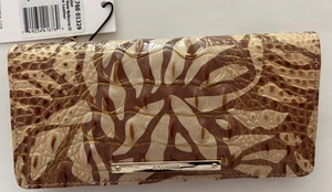 NWT BRAHMIN Adi Stapping Stone Melbourne Genuine Leather Wallet Brown/Beige - Picture 1 of 5