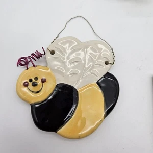 August Ceramics Pottery Bumble Bee Ornament Whimsical New England Christmas - Picture 1 of 2