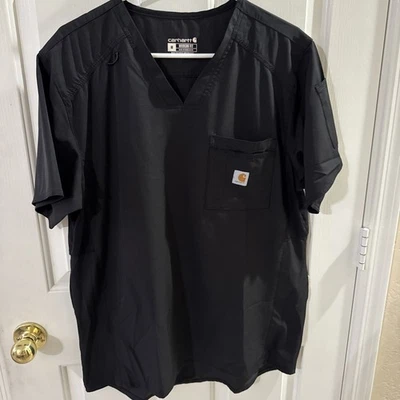 Carhartt Scrub Top Mens Medium Black V-Neck Scrub Top Modern Fit EUC - Image 1 of 4