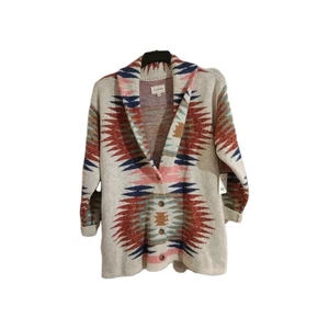 Lucky Brand Southwestern Strickjacke Gr. Large Langarm Western Taschen Kragen - Bild 1 von 4