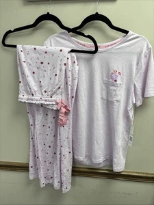Rae Dunn Gr. Large 2-teiliges Pyjama Set rosa mit Marienkäfern - NEU - Bild 1 von 6