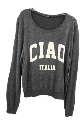Suéter Wildfox Feminino Cinza Ciao Italia Manga Longa Macio Tamanho Grande Novo com etiquetas - Imagem 1 de 4