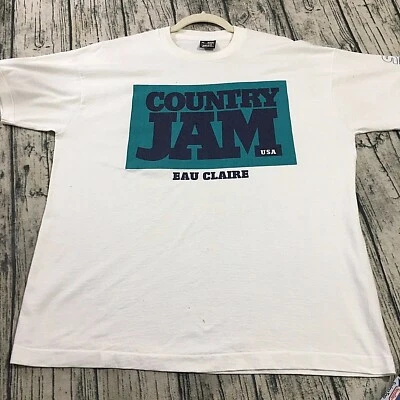 Country Jam 1995 винтажный лучший графический футболка Sz XL белый одиночный стежок Street Staff - Изображение 1 из 4