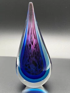 Vintage 1960s Italian Murano Blue/Pink Tear Drop Glass Decorative Sculpture - Picture 1 of 8