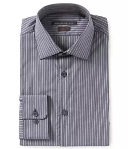 JOHN VARVATOS STAR USA REGULAR FIT SPREAD COLLAR STRIPED DRESS SHIRT NAVY-NWT - Picture 1 of 5