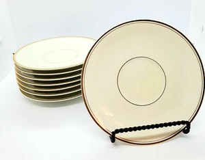 Mikasa Elfenbein Porzellan L2801Trousdale 8er Set, 5 3/4" Creme Goldrand Untertassen Japan - Bild 1 von 6