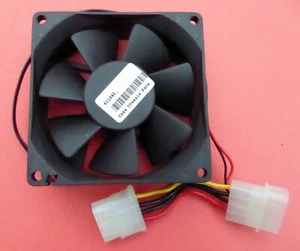 EVERCOOL 80 X 25 MM BLACK FAN, 2 PIN CABLE W/ MOLEX CONNECTOR - EC8025M12S - NEW - Picture 1 of 2