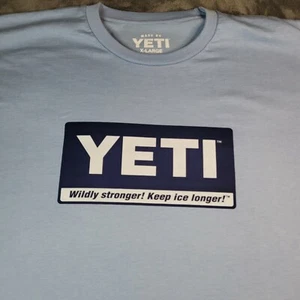 Yeti TShirt Mens XL Blue Short Sleeve Cotton Fishing Shirt Outdoors Camping Work - Picture 1 of 8